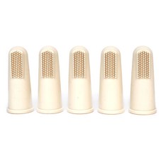 딩동펫 반려동물 에버 파스텔 손가락 실리콘 칫솔 5종 세트 2.2 x 5.5 cm, 아이보리, 1세트