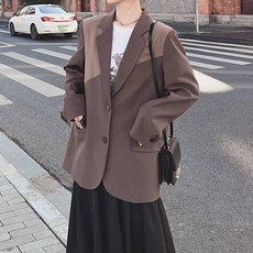 메이첼 여성용 언발란스 배색 더블 카라 자켓 04801