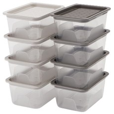 나인웨어 바로밥 전자레인지 사각 밀폐용기 아이보리 4p + 그레이 4p, 1세트, 420ml