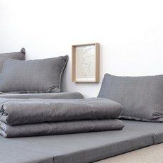 매직베드 3단 접이식 화이트 스펀지 매트리스 + 사계절 이불 + 베개 솜포함 세트