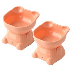 DING DONG PET 寵物清爽熊15度碗餐具, 2個, 粉色