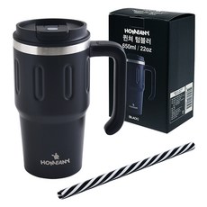 홈애니 퀸쳐 보온보냉 텀블러 + 빨대 세트, 블랙, 650ml, 1세트 블랙, 1세트
