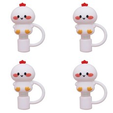 블럭마트 귀여운 텀블러 마개, 흰병아리, 4개