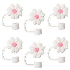 블럭마트 텀블러 액세서리 실리콘 마개 데이지꽃, 화이트, 6개