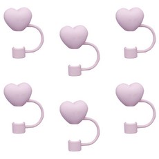 블럭마트 텀블러 빨대 마개 하트모양, 핑크, 6개