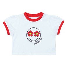 프렌치캣 여아용 배색 숏 티셔츠 W1