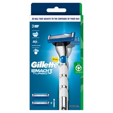 Gillette 吉列 Mach3 Turbo 鋒速突破系列刮鬍刀組, 超薄三層刀片，獨立彈性感應刀片，3D感應刀頭, 1盒