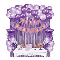 생일축하 장식 55종 세트, 퍼플, 1세트 퍼플, 1세트