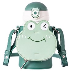 캐리보틀 키즈 포켓 2in1 보온보냉 텀블러, 그린(개구리), 1개, 450ml