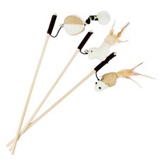 3 根貓木釣竿 + 3 根麻玩具補充裝, 混色, 1組