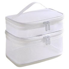 매쉬 2단 화장품 파우치, 화이트, 1개