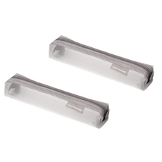 Kohimo Slim型透明網狀筆袋網狀鉛筆盒 4W108, 2個, 灰色