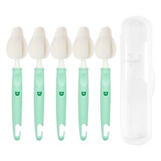 리에또 유아용 젖병 젖꼭지 세척솔 5p + 휴대용 케이스 세트, 1세트, 스프링그린(세척솔)