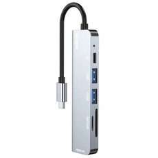 유니콘 6IN1 HDMI USB 멀티허브 SD / TF카드리더 PD 87W충전 4K미러링 USB허브 TCH-P30, 그레이, 1개