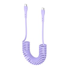 밸류엠 60W C to C PD 고속충전 스프링 코일 케이블, 150cm, 바이올렛, 1개 150cm, 바이올렛, 1개