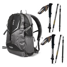 엑스피크 고급형 에토스 배낭 25L + 레인커버 + 엑시아 5단 등산스틱 2p 세트, 블랙(배낭), 랜덤발송(커버)