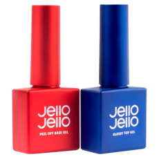 Jello Jello 美甲組合，可撕式底層凝膠+亮面表層凝膠 Set, 可撕式底層凝膠10ml+亮面表層凝膠10ml, 1組