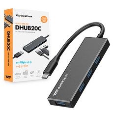 다크플래쉬 USB 3.0 4포트 허브 Type C DHUB20C, 블랙, 1개