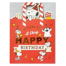 홀마크 스누피 생일 축하 입체카드 816384, 혼합색상, 1개