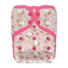 THiRSTiES 有機棉壓扣成長型口袋式布尿布 SANRIO聯名款 Hello Kitty 好眠寶寶，XL 18-27 kg, 1件