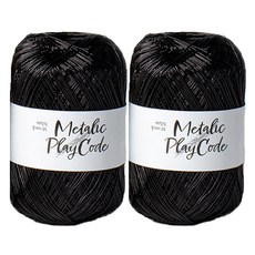 yarna 메탈릭 플레이 코드 뜨개실 70g, 103 블랙, 2개
