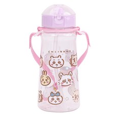 릴팡 먼작귀 어깨끈 빨대 물병, 혼합색상, 450ml, 1개 혼합색상, 1개, 450ml