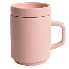 벤자민 무광 파스텔 컬러 머그컵 330ml + 뚜껑 세트, 베이비핑크, 1세트 베이비핑크, 1세트