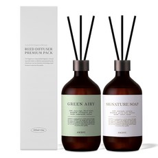 에이센트 네이처 디퓨저 2종 세트, 그린에어리, 시그니처솝, 500ml, 1세트 그린에어리, 시그니처솝, 1세트