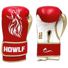 HOWLF 雅典娜拳擊手套 雙手佩戴, 紅+白+金, 1組