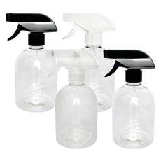 월드크린 투명 분무기 납작원형 500ml x 4p 세트, 1세트, 블랙, 블랙, 화이트, 투명 블랙, 블랙, 화이트, 투명, 1세트