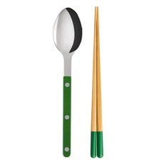 사브르 야마치쿠 기획세트 어른용, 그린, 숟가락 + 젓가락, 1세트 그린, 숟가락 + 젓가락, 1세트
