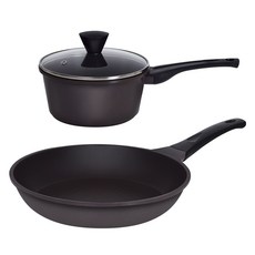오퇴르 국내생산 시어터 주물 팬 냄비 세트, 다크브라운, 1세트, 편수냄비 18cm + 프라이팬 28cm