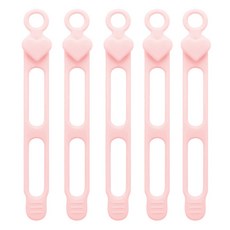 마다꾸미 실리콘 케이블타이 콘세트 선 라인 정리, 31 하트 핑크, 5개