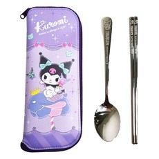 LiLFANT 不鏽鋼餐具組, 筷子+湯匙+餐具袋 酷洛米 1組, 筷子 + 湯匙 + 餐具袋