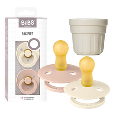 BIBS 컬러 고무 쪽쪽이 2종 + 전용캡 세트, 2단계, 아이보리, 블러쉬, 1세트
