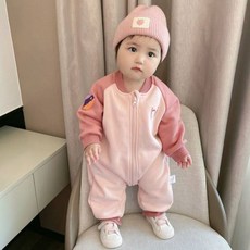 베베니즈 컬러풀 곰돌이 기모 집업 우주복