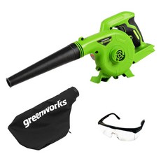 greenworks 24V無線充電緊湊型吹風機鼓風機裸工具2402673 +安全眼鏡, 1組, 原廠產品（無附加電池)