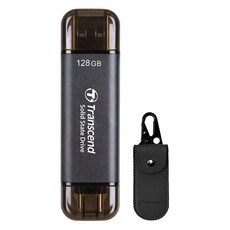 Transcend 創見 超小型外接SSD ESD310+專用軟包套裝, 128GB, 黑色