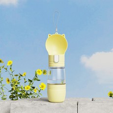 파스텔펫 반려동물 캣이어 휴대용 급수식기, 옐로우, 1개
