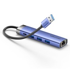 벤션 기가비트 외장형 랜카드 USB3 멀티허브, 블루, 1개