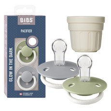 BIBS 디럭스 노리개 젖꼭지 2p + 전용캡 세트, ONE SIZE(36개월 미만), 05세이지야광 + 클라우드야광, 1세트 ONE SIZE(36개월 미만), 05세이지야광 + 클라우드야광, 1세트