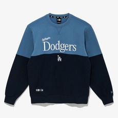 뉴에라 남녀공용 MLB LA 다저스 컬러 투 톤 오버핏 기모 맨투맨 14397971