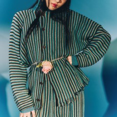 [하고하우스] 이유이이 여성용 wool 멀티 스트라이프 심리스 가디건