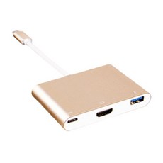 高畫質TypeC to HDMI/TypeC/USB3.0轉接器(金), 支援MACBOOK, 金色高質感金屬鋁殼, 支援4K輸出, 1個, 單一商品