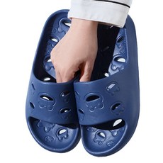언헤브 욕실 개구리 패턴 욕실화, G 블루, 1개
