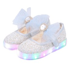 키펀트 여아용 스노우 스파클 LED 털 슬립온 WD-01