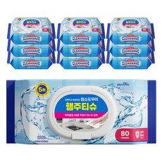 크린웨이브 청소도우미 행주티슈 캡형 65gsm, 80개입, 10개