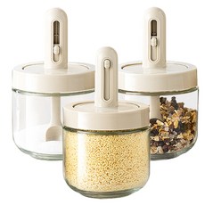 플라팜 길이조절 스푼일체형 밀폐 양념통, 300ml, 3개 3개, 300ml