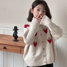 아르베 여아용 스트로베리 가디건
