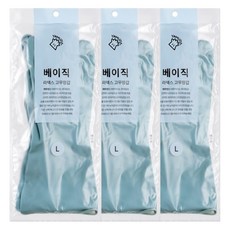 야무진 베이직 라텍스 고무장갑 양손세트, 3세트, 대(L), 스카이